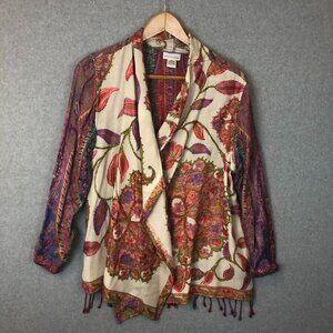Soft Surroundings Wool Embroidered Cardigan Size Petite Large
